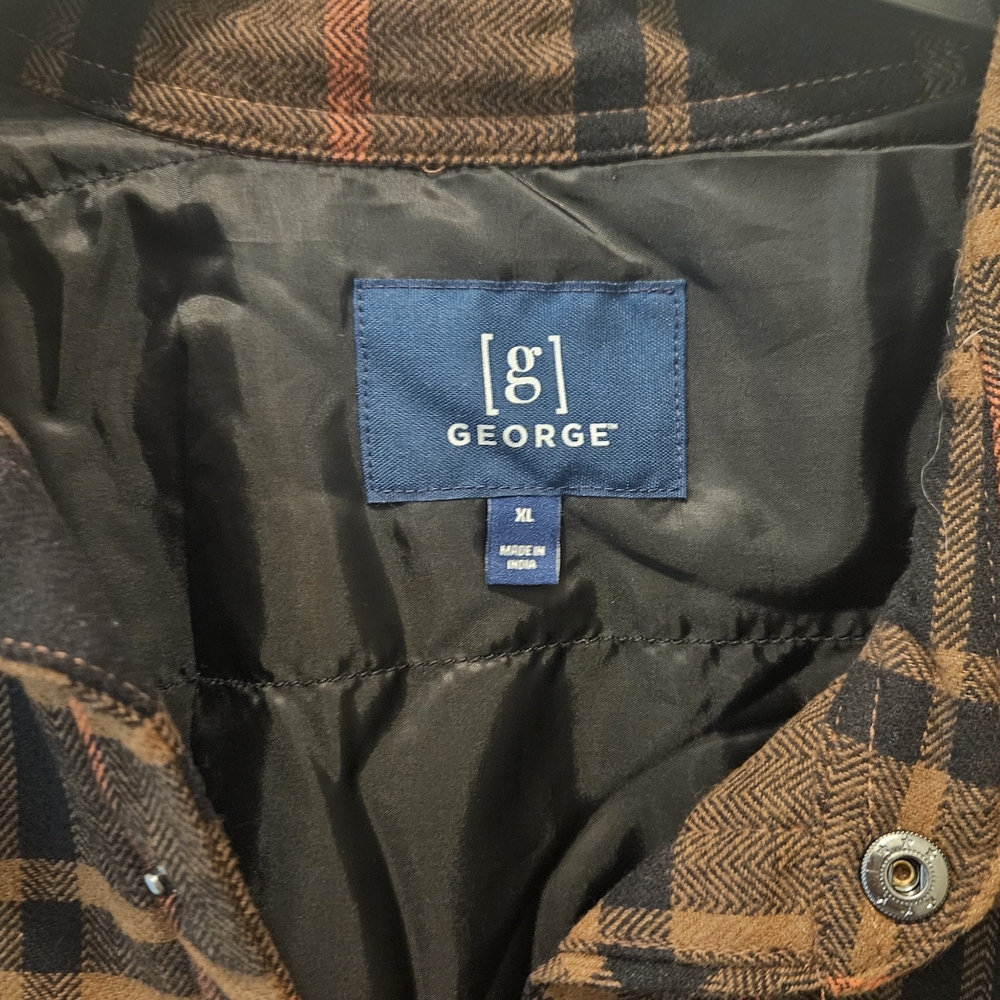 George Plaid Flannel Shirt Jacket With Lining And Snap Closure Size XL - Picture 3 of 3